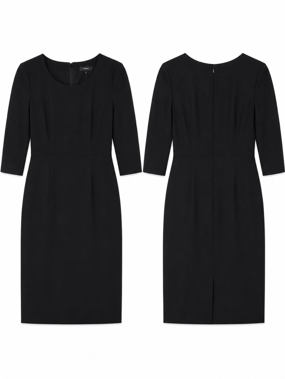 Theory Varetta Black Stretch Wool Sheath Dress Size 8 3/4 Sleeve Career Office - Picture 4 of 15